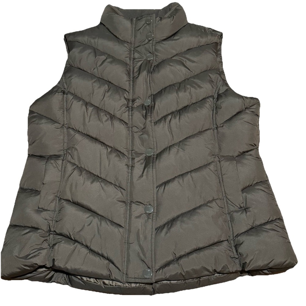 Gap Puffer Vest Women's XL Brown Full Zip New